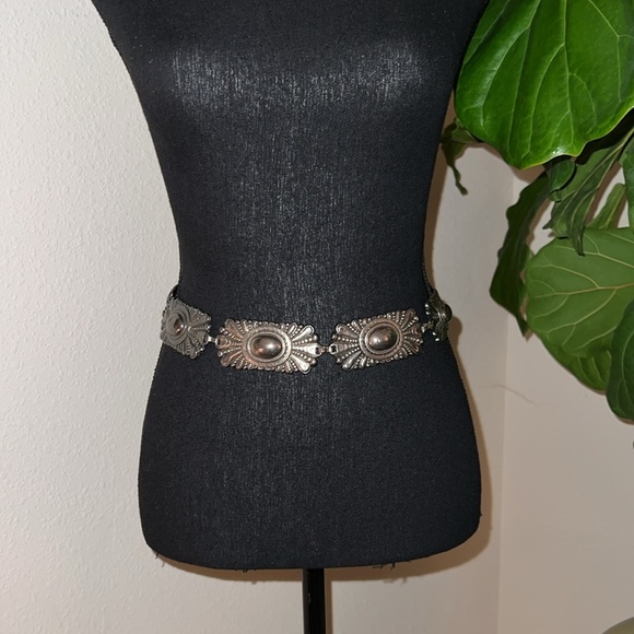 Escada Accessories - Escada Vintage Designer Concho Belt Necklace in Brushed Silver Tone ChainLink